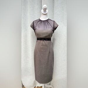 Samantha Treacy gray purple short sleeve office dress
